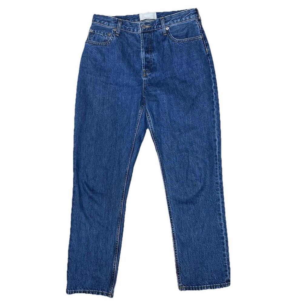 Everlane The 90's Cheeky Jeans Women 29 Blue Denim Button Fly Ankle Straight Leg